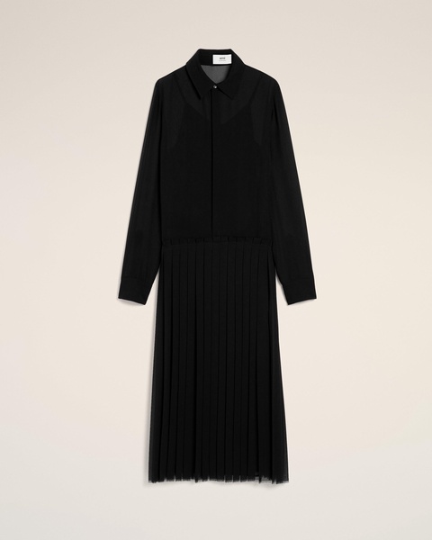 Black Pleated Midi Dress