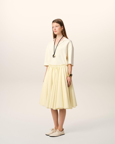 Yellow Wool Skirt With Godets