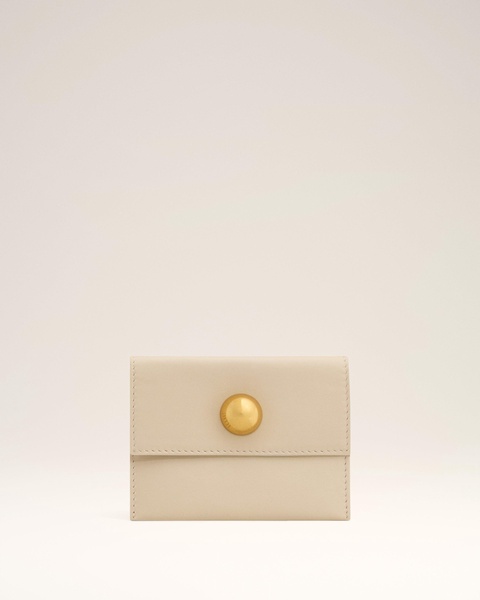 Beige Leather Carrousel Folded Card Holder