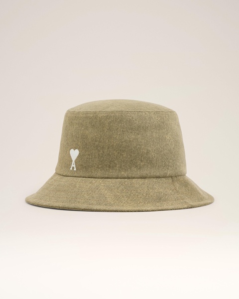 Green Cotton Ami de Coeur Embroidery Bucket Hat