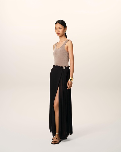 Black Long Pleated Skirt