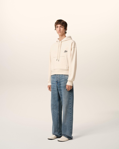 Beige Cotton Hoodie Ami Signature