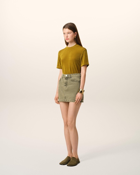 Green Cotton Mini Skirt