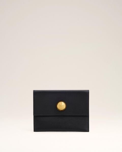 Black Leather Carrousel Folded Card Holder