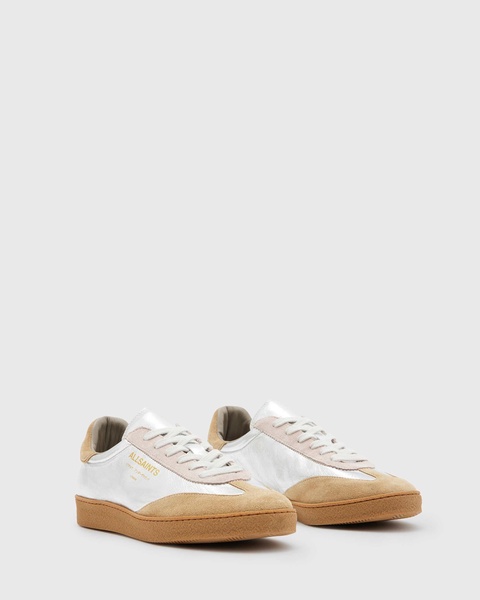 AllSaints Thelma sneakers in silver/pink