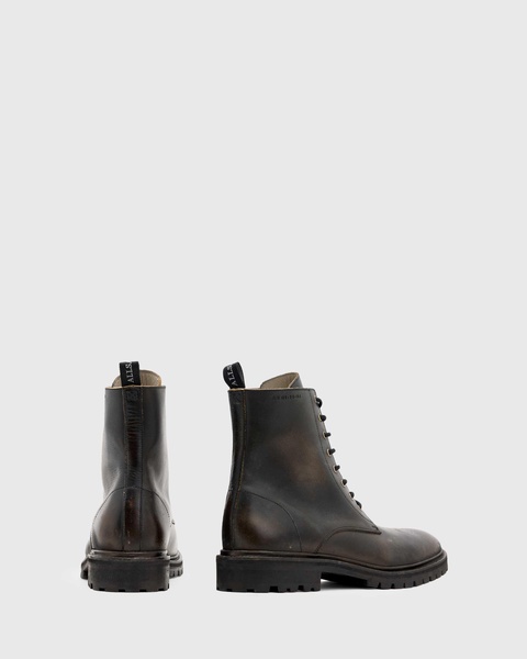 AllSaints Tobias leather lace up boots in dark brown