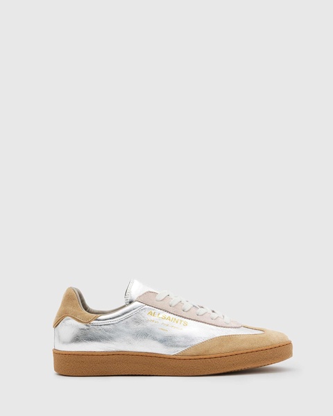 AllSaints Thelma sneakers in silver/pink