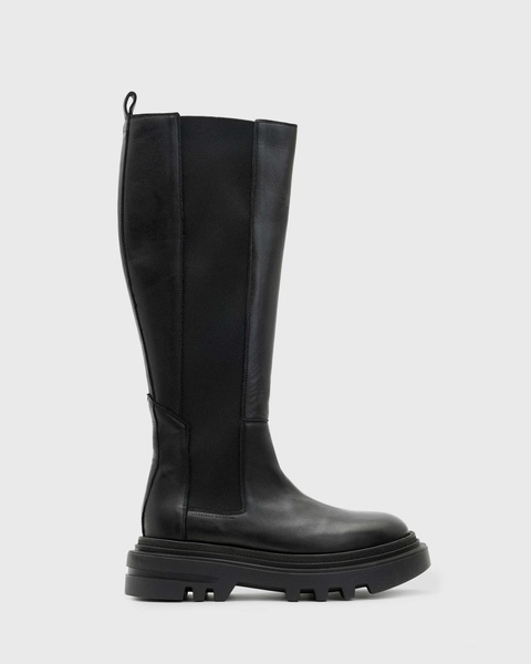 AllSaints Monica leather calf boots in black
