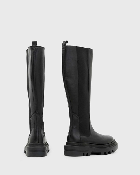 AllSaints Monica leather calf boots in black