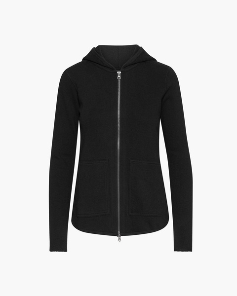French Terry Zip-Up Hoodie - Black