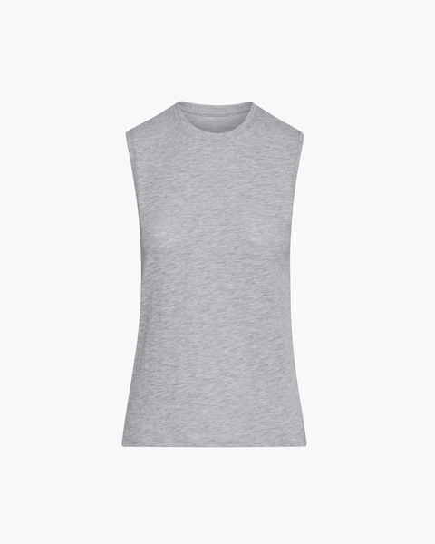Slub Jersey Sleeveless Schoolboy Tee - Heather Grey