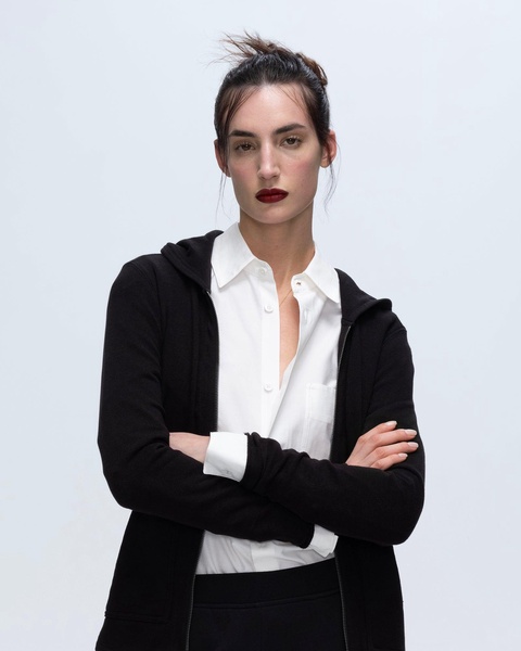 French Terry Zip-Up Hoodie - Black