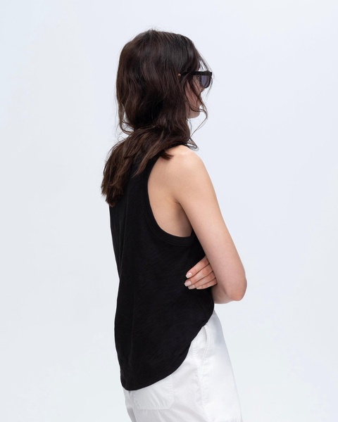 Slub Jersey V-Neck Tank - Black