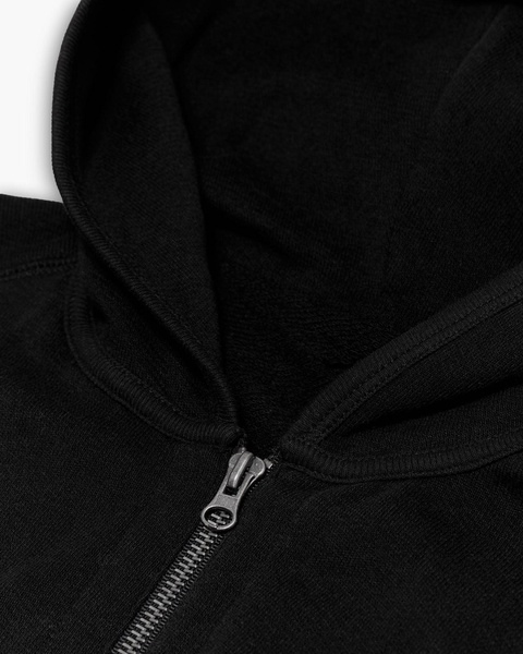 French Terry Zip-Up Hoodie - Black