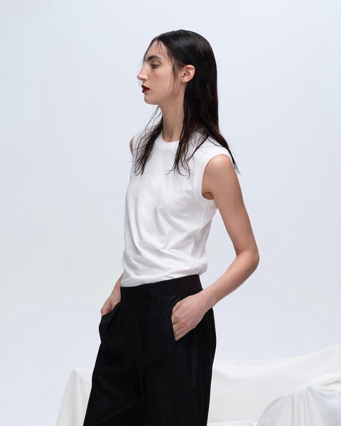 Classic Jersey Sleeveless Boy Tee - White