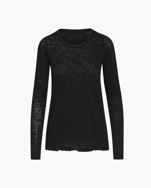 Slub Jersey Long Sleeve Destroyed Wash Tee - Black