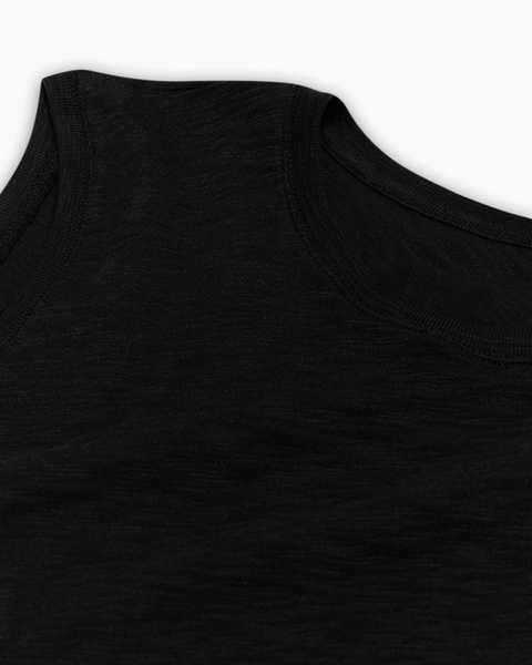 Slub Jersey Sleeveless Schoolboy Tee - Black