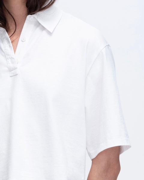 Heavyweight Jersey Mixed Media Short Sleeve Polo Vintage Wash - White