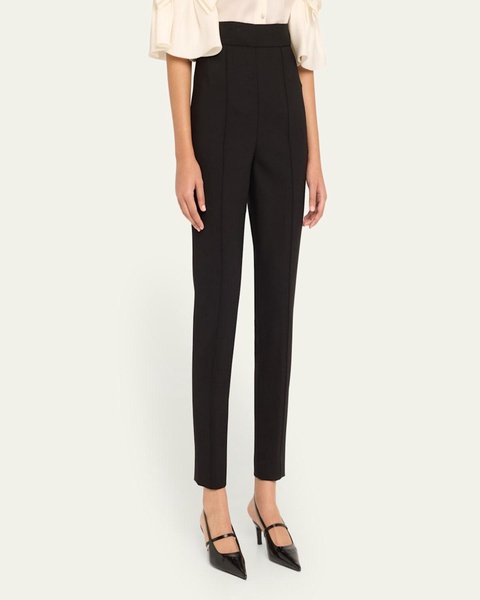 High-Rise Pintuck Skinny-Leg Pants