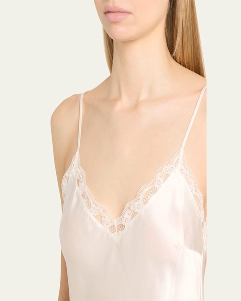 Love Me Sleeveless Lace-Trim Silk Top