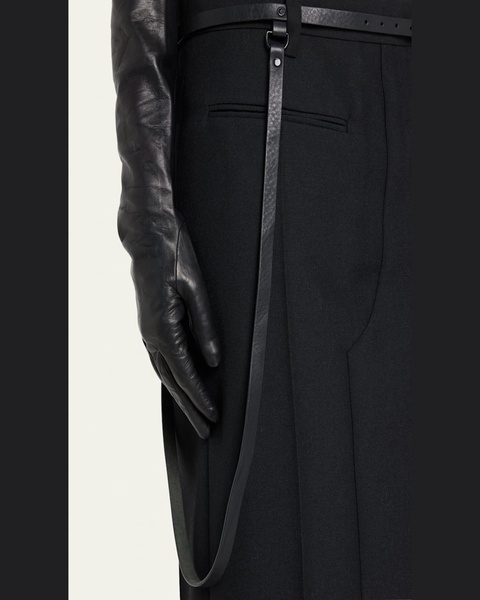 Long Trouser Skirt with Skinny Leather Belt