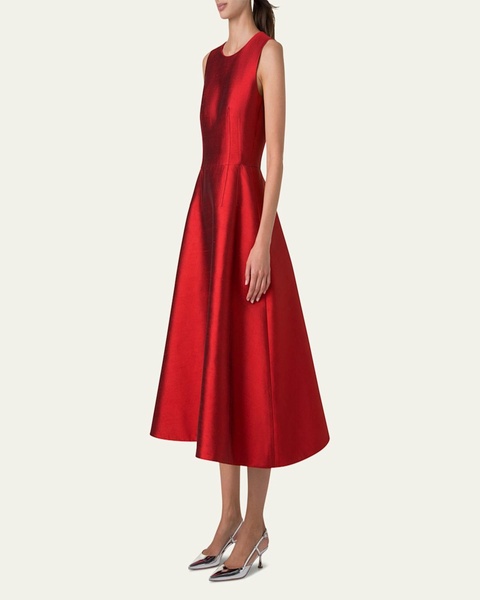 Dupion Sleeveless Midi Cocktail Dress