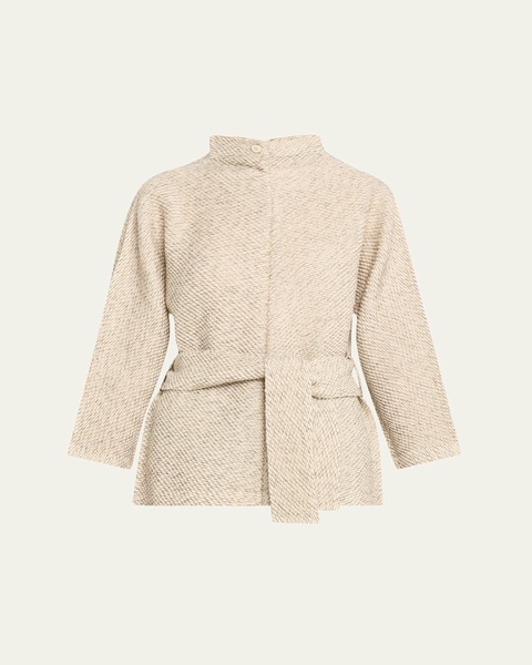 Warm Pleats Self-Tie Wool Tunic