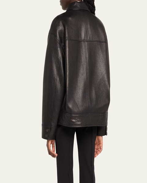 Olive Pebble Leather Jacket