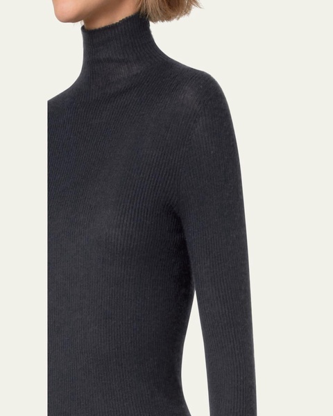 Cashmere-Blend Fine Ribbed Knit Top