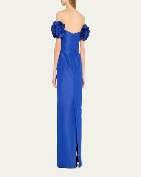 Off-Shoulder Flower Column Gown
