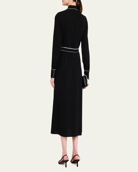 Piped A-Line Midi Shirtdress