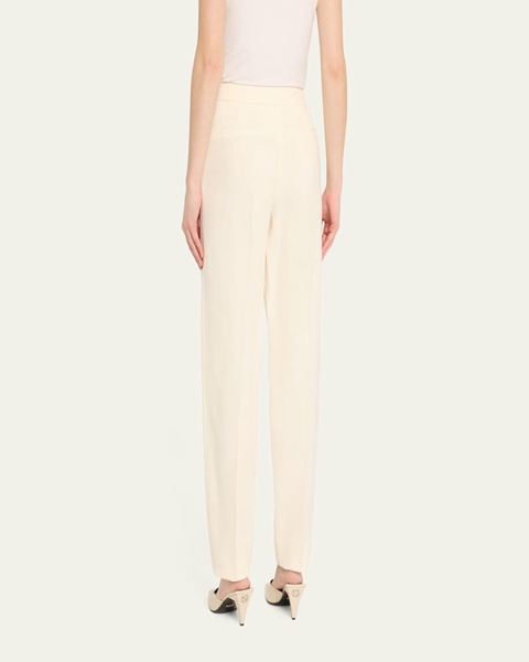 Pleated Cady Straight-Leg Tuxedo Trousers