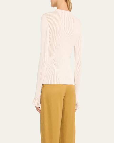 Aster Ribbed Ruffle-Cuff Top