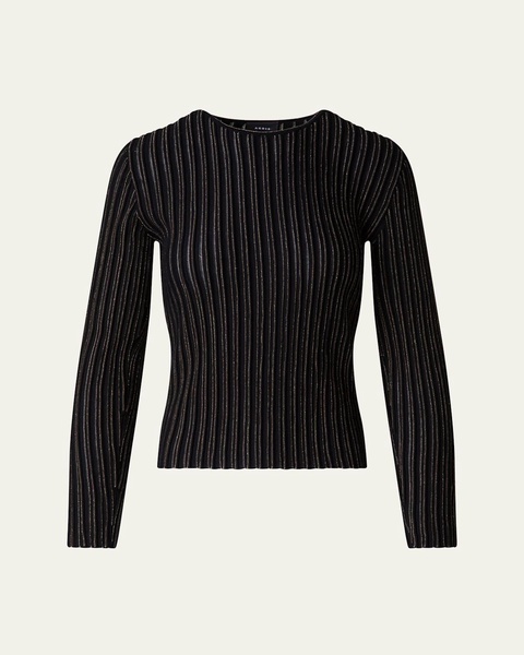 Lurex Pinstripe Fitted Wool Sweater