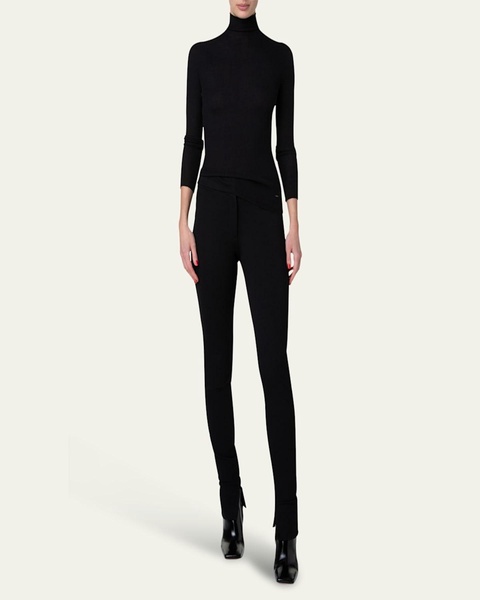 Cashmere-Silk Fine Ribbed Knit Pullover