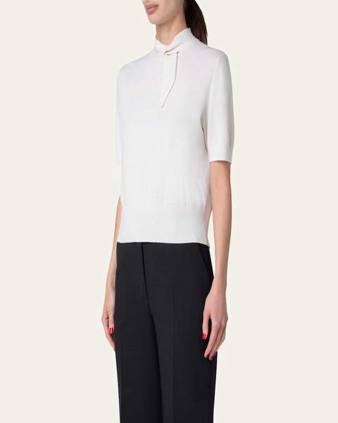 Cashmere Knit Top with Knot Detail