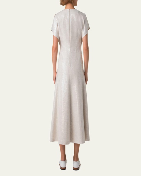 Sequined Viscose-Linen A-Line Midi Dress