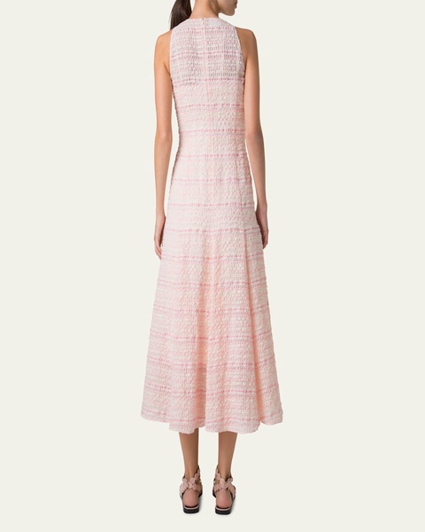 Sleeveless Tweed Organzino Midi Dress