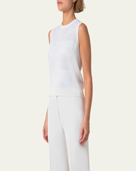Cotton-Blend Jacquard Trapeze Rayonnant Knit Top