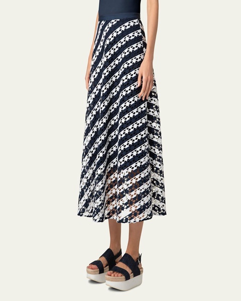 Two-Tone Lace Midi Skirt