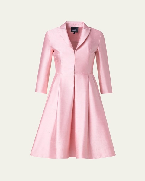 Pintuck Silk Coat Dress