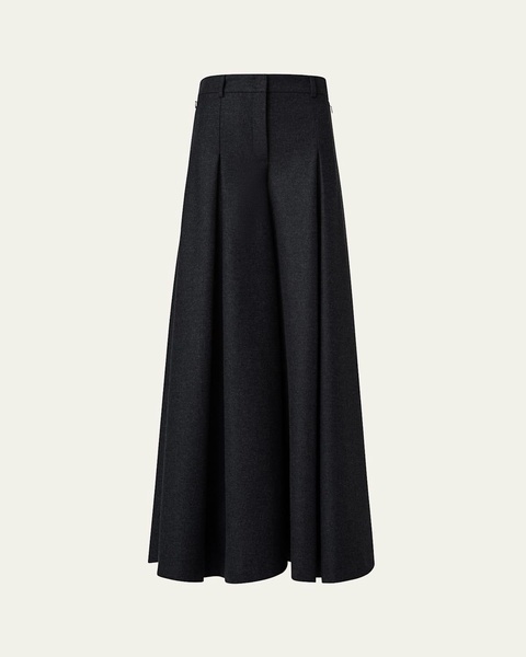 Fiorello Pleated Wide-Leg Wool Flannel Pants