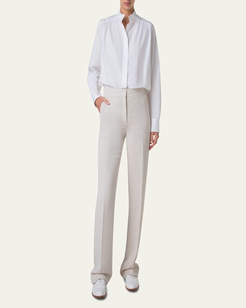 Carl Twisted Linen Double-Face Straight-Leg Pants
