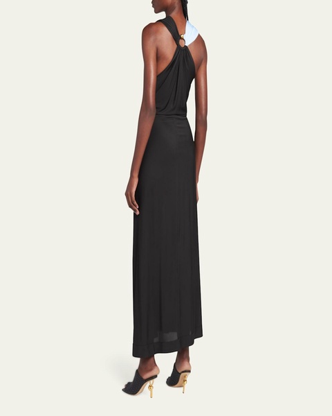Lightweight Contrast Draped Jersey Dress