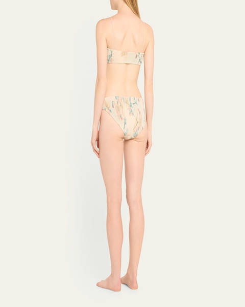 Faded Floral Smocked Bikini Top