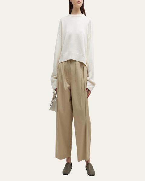 Bruzzi Wool-Cashmere Raglan-Sleeve Crop Sweater