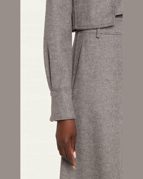 Fluid Wool Cropped Shirt Jacket with Patch Pockets
