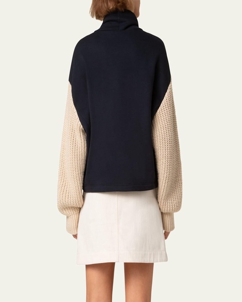 Mixed-Media Chunky Knit Sweater