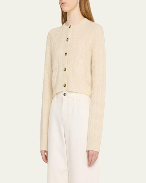 Cable Alpaca Cropped Cardigan Sweater