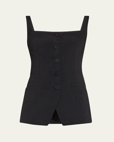 Square-Neck Buttoned Top